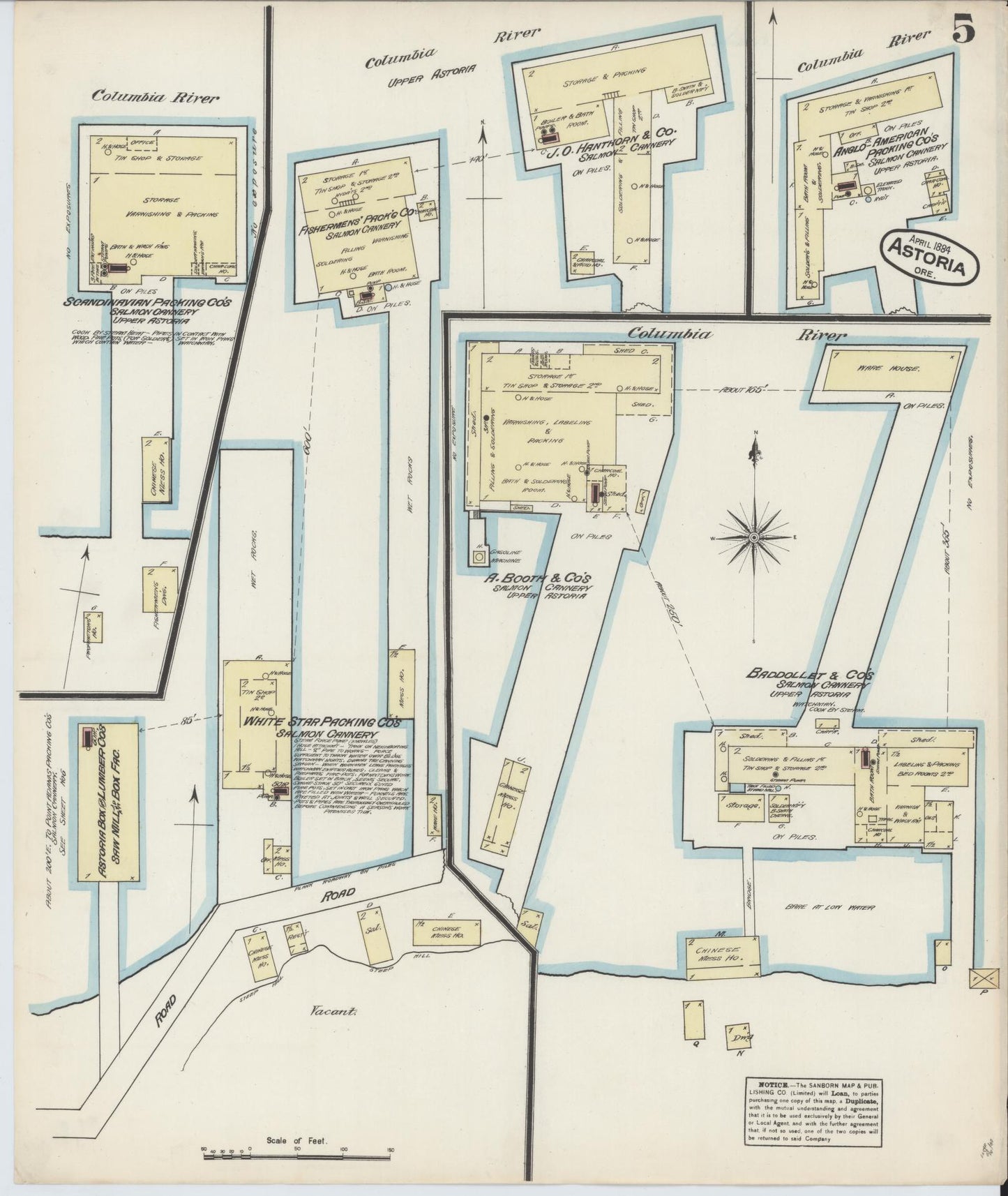 Sanborn Fire Insurance Map from Astoria, Clatsop County, Oregon (1884), Sheet #0005 - Complete Map Set gallery image, historic Sanborn map, vintage wall art, Oregon Oregon