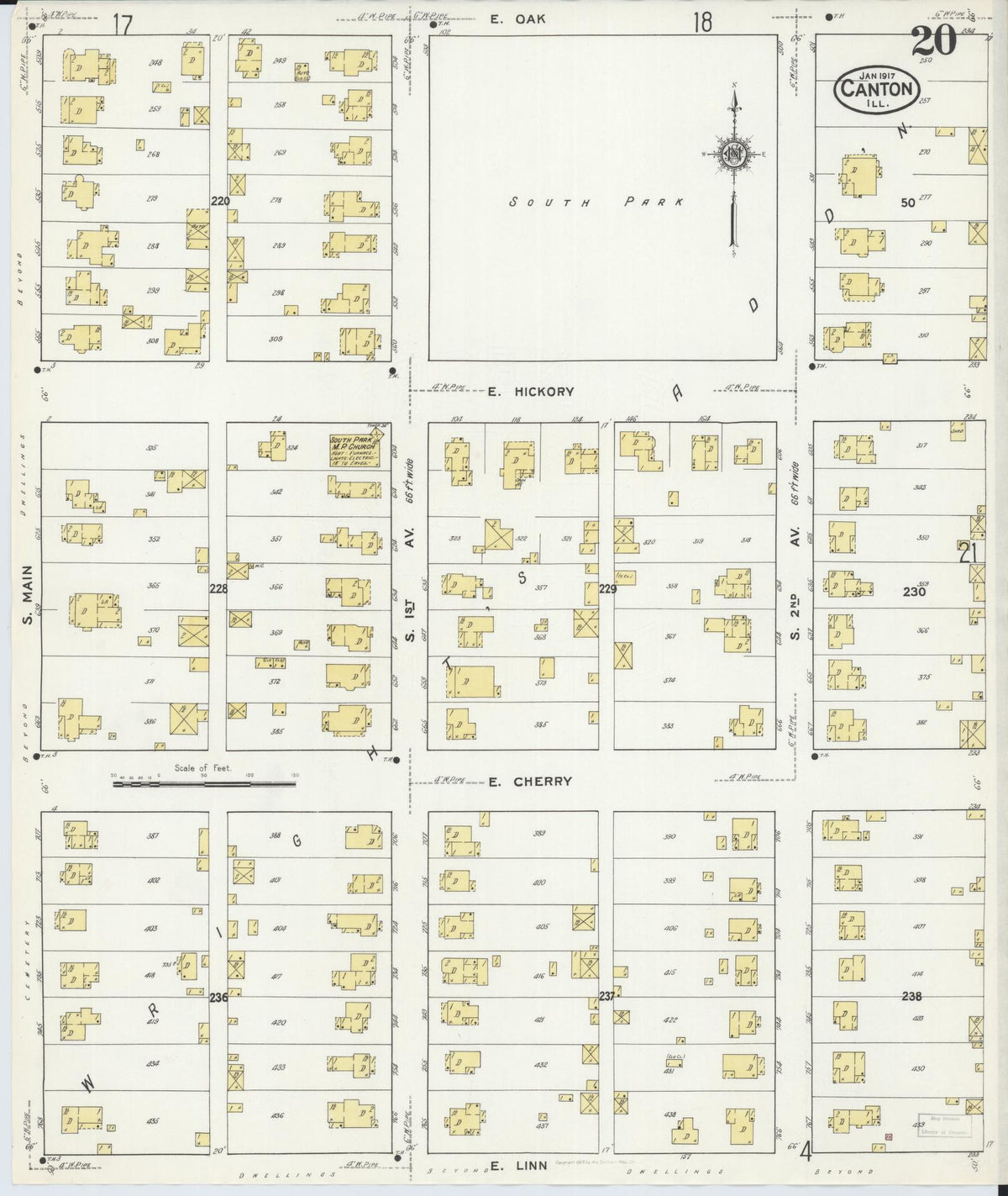 Sanborn Fire Insurance Map from Canton, Fulton County, Illinois (1917), Sheet #0020 - Complete Map Set gallery image, historic Sanborn map, vintage wall art, Illinois Illinois