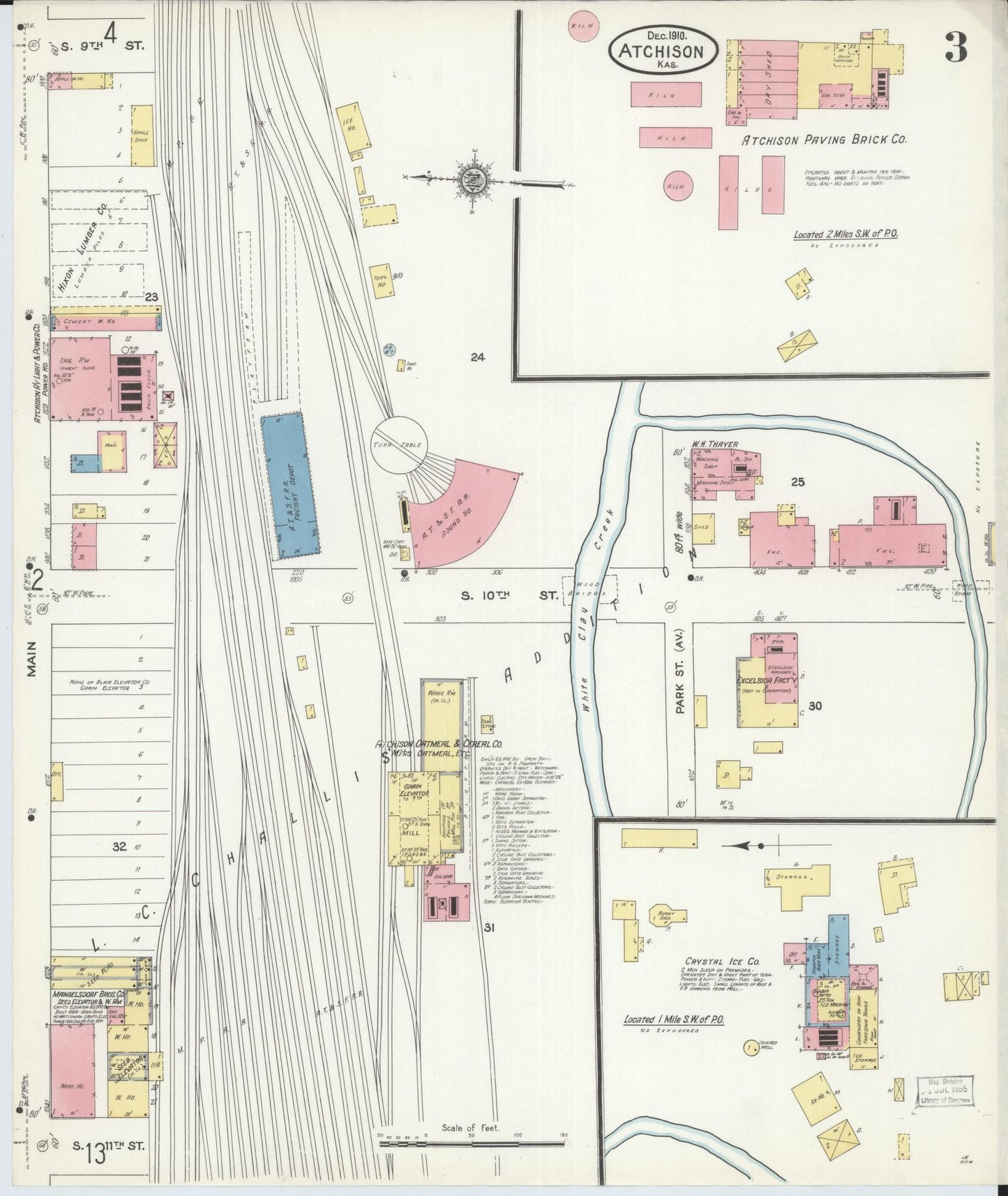 Sanborn Fire Insurance Map from Atchison, Atchison County, Kansas (1910), Sheet #0003 - Complete Map Set gallery image, historic Sanborn map, vintage wall art, Kansas Kansas