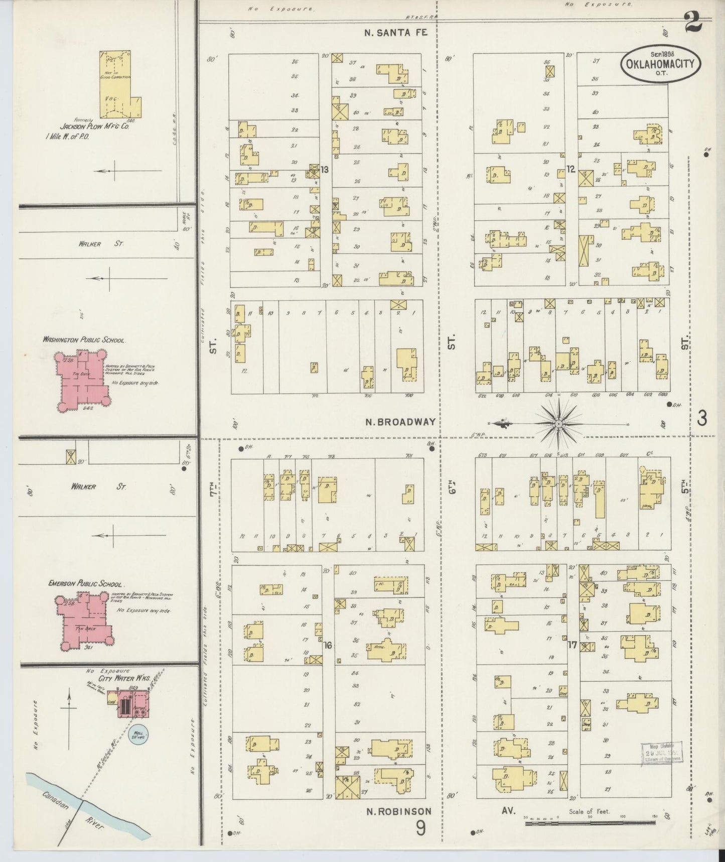 Sanborn Fire Insurance Map from Oklahoma City, Oklahoma County, Oklahoma (1898), Sheet #0002 - Complete Map Set gallery image, historic Sanborn map, vintage wall art, Oklahoma City Oklahoma