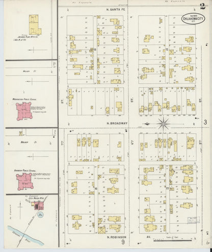 Sanborn Fire Insurance Map from Oklahoma City, Oklahoma County, Oklahoma (1898), Sheet #0002 - Complete Map Set gallery image, historic Sanborn map, vintage wall art, Oklahoma City Oklahoma