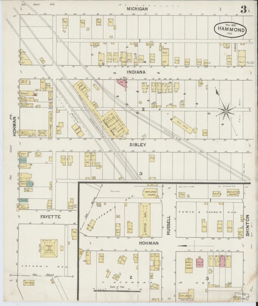 Sanborn Fire Insurance Map from Hammond, Lake County, Indiana (1887), Sheet #0003 - Historic Sanborn Fire Insurance Map Print, vintage old map wall art, antique decor, genealogy gift, Indiana Indiana map