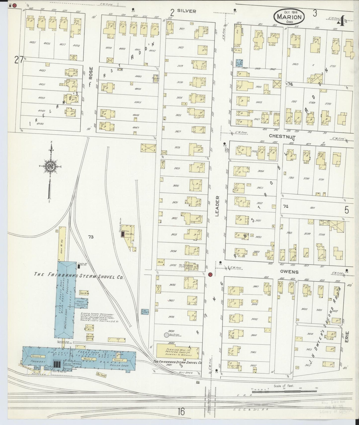 Sanborn Fire Insurance Map from Marion, Marion County, Ohio (1914), Sheet #0004 - Historic Sanborn Fire Insurance Map Print, vintage old map wall art, antique decor, genealogy gift, Ohio Ohio map