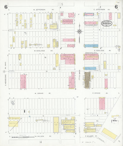 Sanborn Fire Insurance Map from Borger, Hutchinson County, Texas (1928), Sheet #0006 - Complete Map Set gallery image, historic Sanborn map, vintage wall art, Texas Texas
