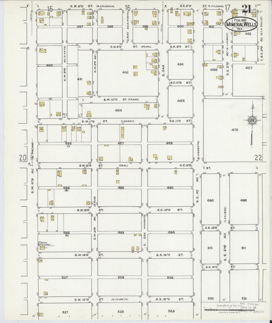Sanborn Fire Insurance Map from Mineral Wells, Palo Pinto County, Texas (1921), Sheet #0021 - Historic Sanborn Fire Insurance Map Print, vintage old map wall art, antique decor, genealogy gift, Texas Texas map