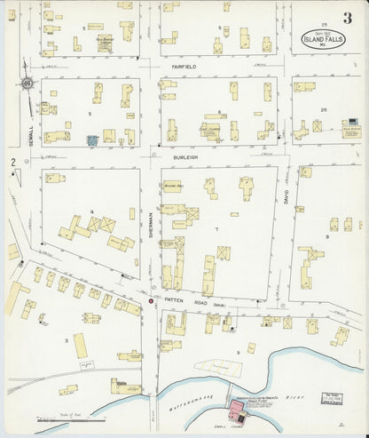 Sanborn Fire Insurance Map from Island Falls, Aroostook County, Maine (1912), Sheet #0003 - Complete Map Set gallery image, historic Sanborn map, vintage wall art, Maine Maine
