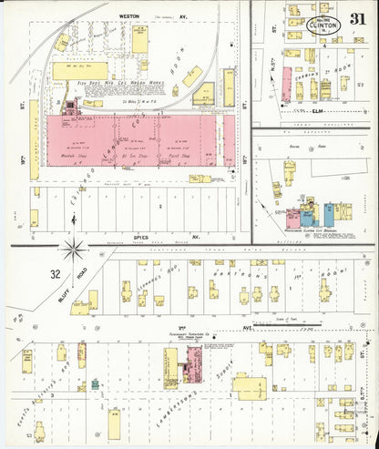 Sanborn Fire Insurance Map from Clinton, Clinton County, Iowa (1902), Sheet #0031 - Historic Sanborn Fire Insurance Map Print