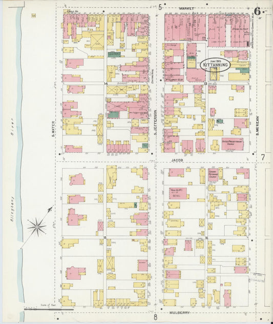 Sanborn Fire Insurance Map from Kittanning, Armstrong County, Pennsylvania (1903), Sheet #0006 - Historic Sanborn Fire Insurance Map Print, vintage old map wall art, antique decor, genealogy gift, Pennsylvania Pennsylvania map