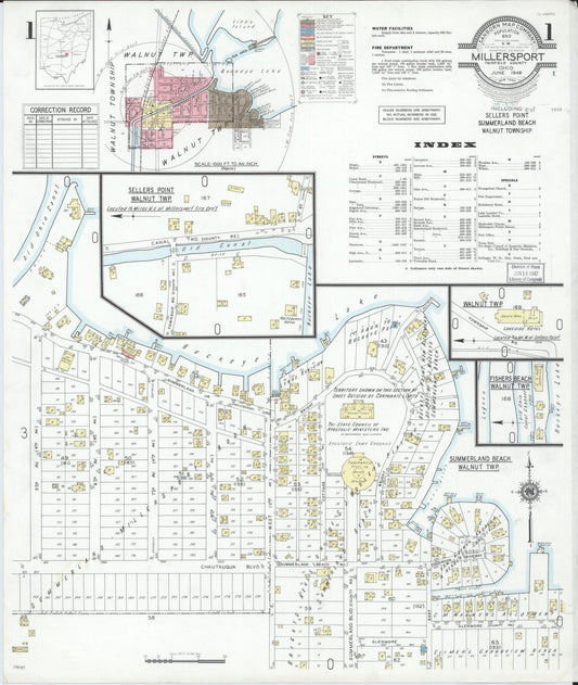 Sanborn Fire Insurance Map from Millersport, Fairfield County, Ohio (1946), Sheet #0001 - Historic Sanborn Fire Insurance Map Print, vintage old map wall art, antique decor, genealogy gift, Ohio Ohio map