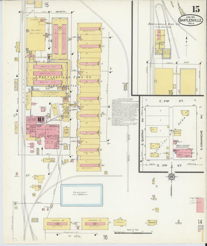 Sanborn Fire Insurance Map from Bartlesville, Washington County, Oklahoma (1915), Sheet #0015 - Complete Map Set gallery image, historic Sanborn map, vintage wall art, Oklahoma Oklahoma