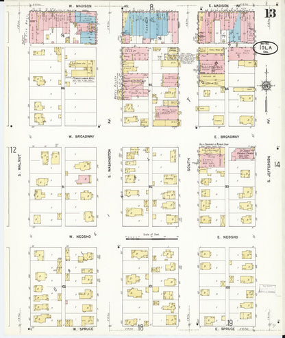 Sanborn Fire Insurance Map from Iola, Allen County, Kansas (1912), Sheet #0013 - Complete Map Set gallery image, historic Sanborn map, vintage wall art, Kansas Kansas
