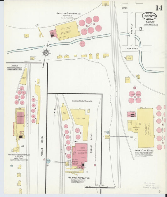 Sanborn Fire Insurance Map from Toronto, Jefferson County, Ohio (1911), Sheet #0014 - Historic Sanborn Fire Insurance Map Print, vintage old map wall art, antique decor, genealogy gift, Ohio Ohio map
