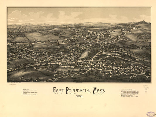 East Pepperell, Mass. 1886. (1886) – Historic Bird’s-Eye View Panorama Print