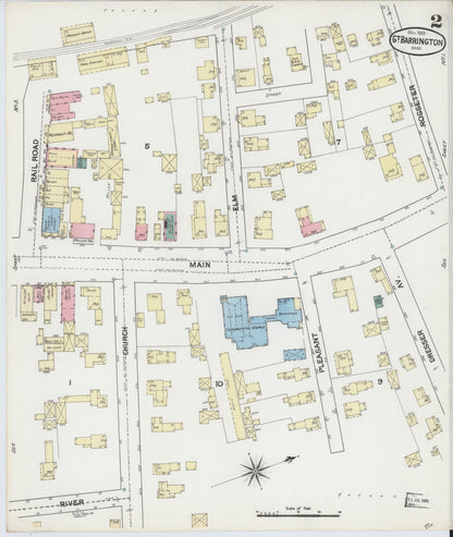 Sanborn Fire Insurance Map from Great Barrington, Berkshire County, Massachusetts (1889), Sheet #0002 - Historic Sanborn Fire Insurance Map Print, vintage old map wall art, antique decor, genealogy gift, Massachusetts Massachusetts map