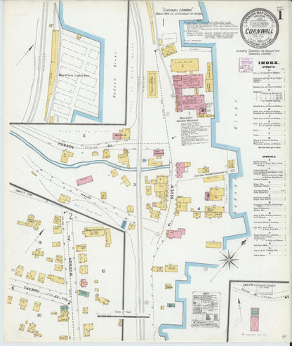 Sanborn Fire Insurance Map from Cornwall, Orange County, New York (1905), Sheet #0001 - Complete Map Set gallery image, historic Sanborn map, vintage wall art, New York New York