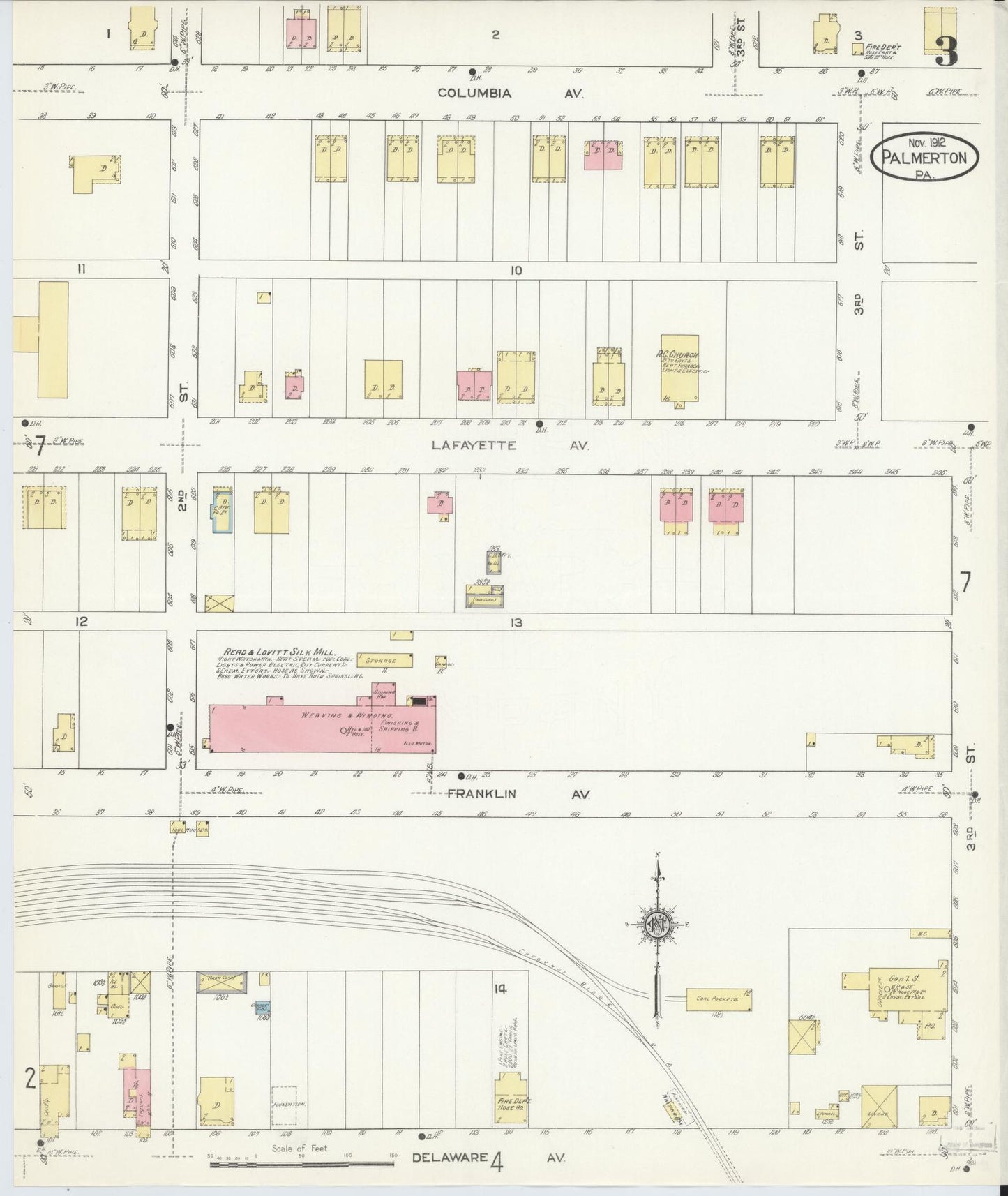 Sanborn Fire Insurance Map from Palmerton, Carbon County, Pennsylvania (1912), Sheet #0003 - Complete Map Set gallery image, historic Sanborn map, vintage wall art, Pennsylvania Pennsylvania