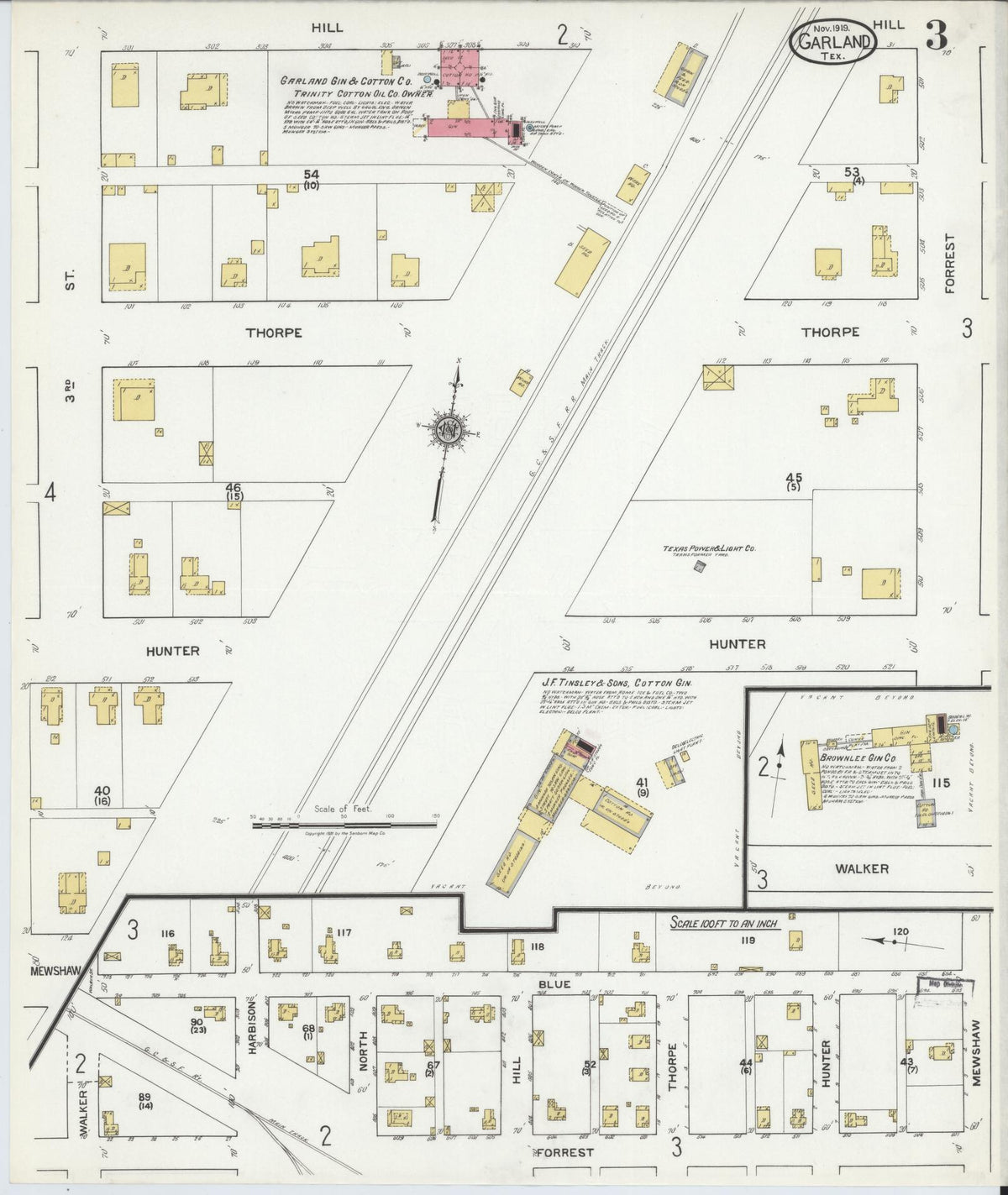 Sanborn Fire Insurance Map from Garland, Dallas County, Texas (1919), Sheet #0003 - Complete Map Set gallery image, historic Sanborn map, vintage wall art, Texas Texas