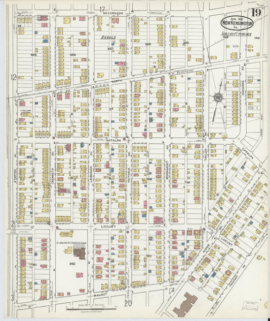 Sanborn Fire Insurance Map from New Kensington, Westmoreland County, Pennsylvania (1921), Sheet #0019 - Historic Sanborn Fire Insurance Map Print, vintage old map wall art, antique decor, genealogy gift, Pennsylvania Pennsylvania map