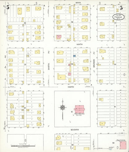 Sanborn Fire Insurance Map from Prague, Lincoln County, Oklahoma (1923), Sheet #0005 - Complete Map Set gallery image, historic Sanborn map, vintage wall art, Oklahoma Oklahoma