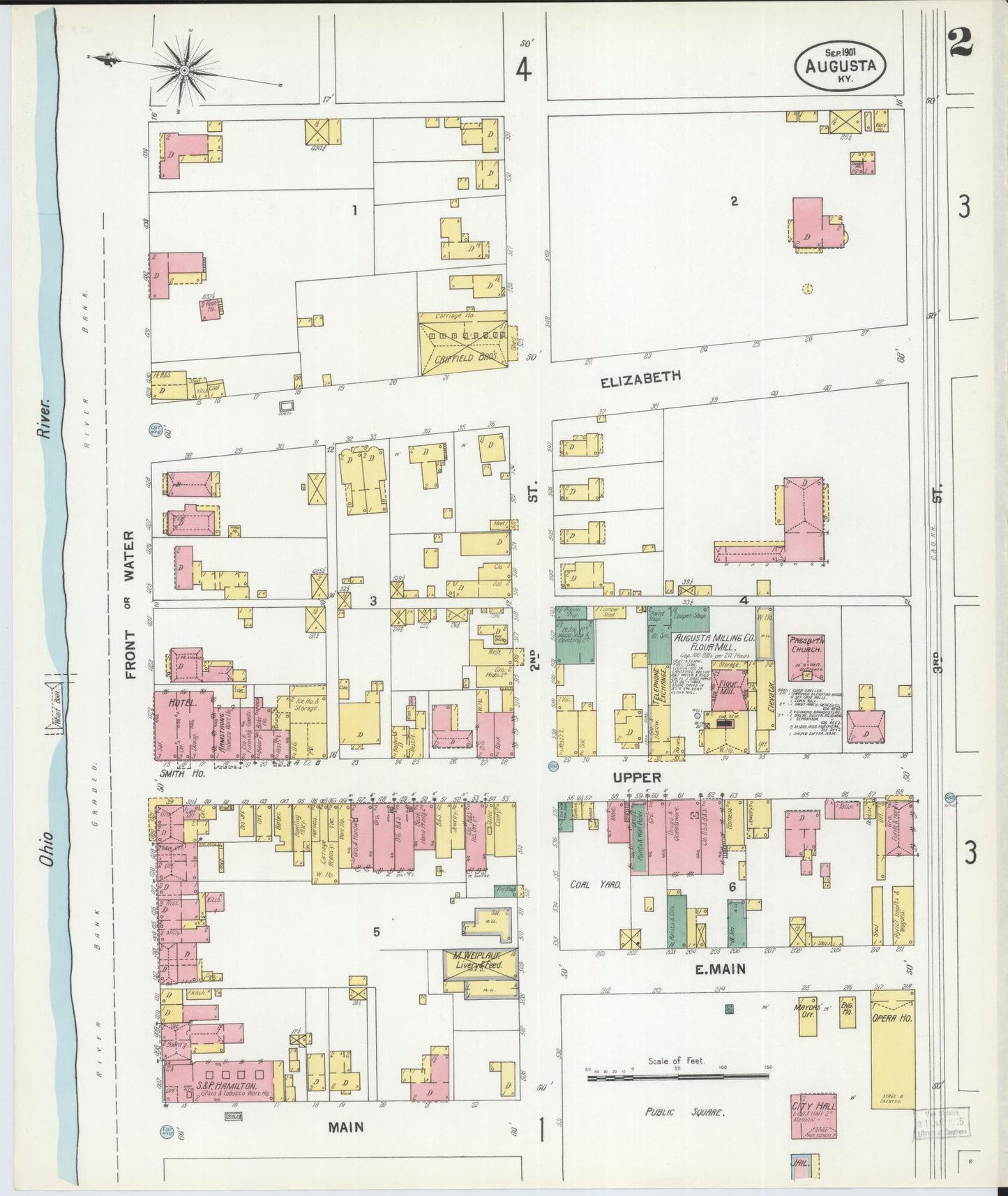 Sanborn Fire Insurance Map from Augusta, Bracken County, Kentucky (1901), Sheet #0002 - Complete Map Set gallery image, historic Sanborn map, vintage wall art, Kentucky Kentucky