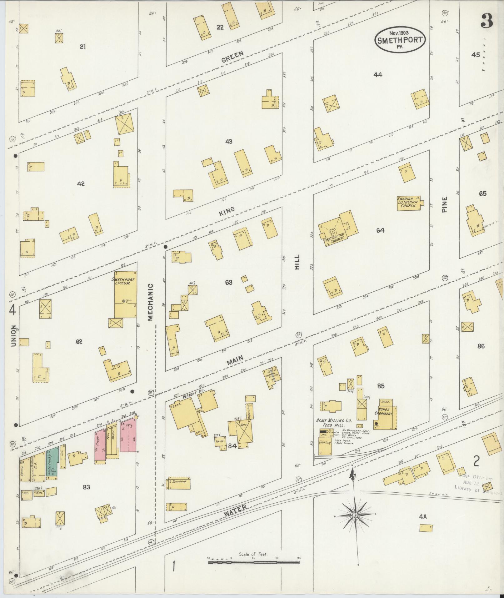 Sanborn Fire Insurance Map from Smethport, McKean County, Pennsylvania (1903), Sheet #0003 - Complete Map Set gallery image, historic Sanborn map, vintage wall art, Pennsylvania Pennsylvania