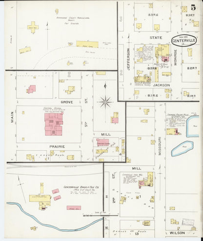 Sanborn Fire Insurance Map from Centerville, Appanoose County, Iowa (1893), Sheet #0005 - Historic Sanborn Fire Insurance Map Print