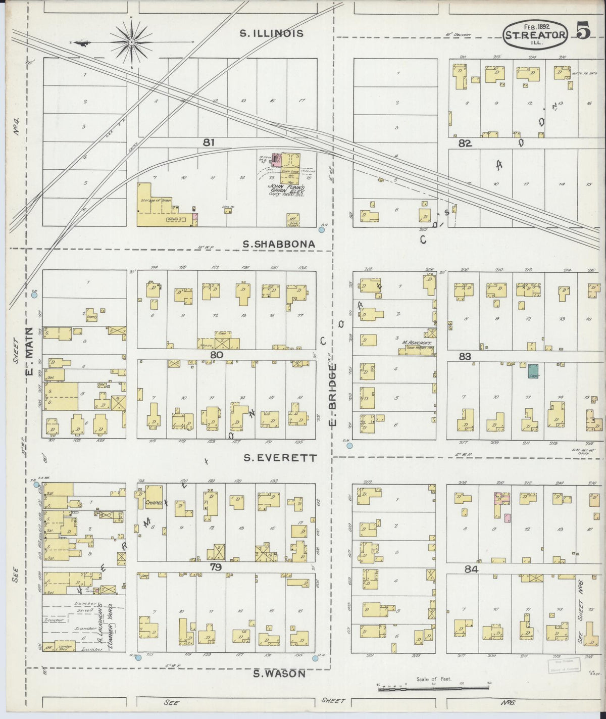 Sanborn Fire Insurance Map from Streator, La Salle County, Illinois (1892), Sheet #0005 - Complete Map Set gallery image, historic Sanborn map, vintage wall art, Illinois Illinois