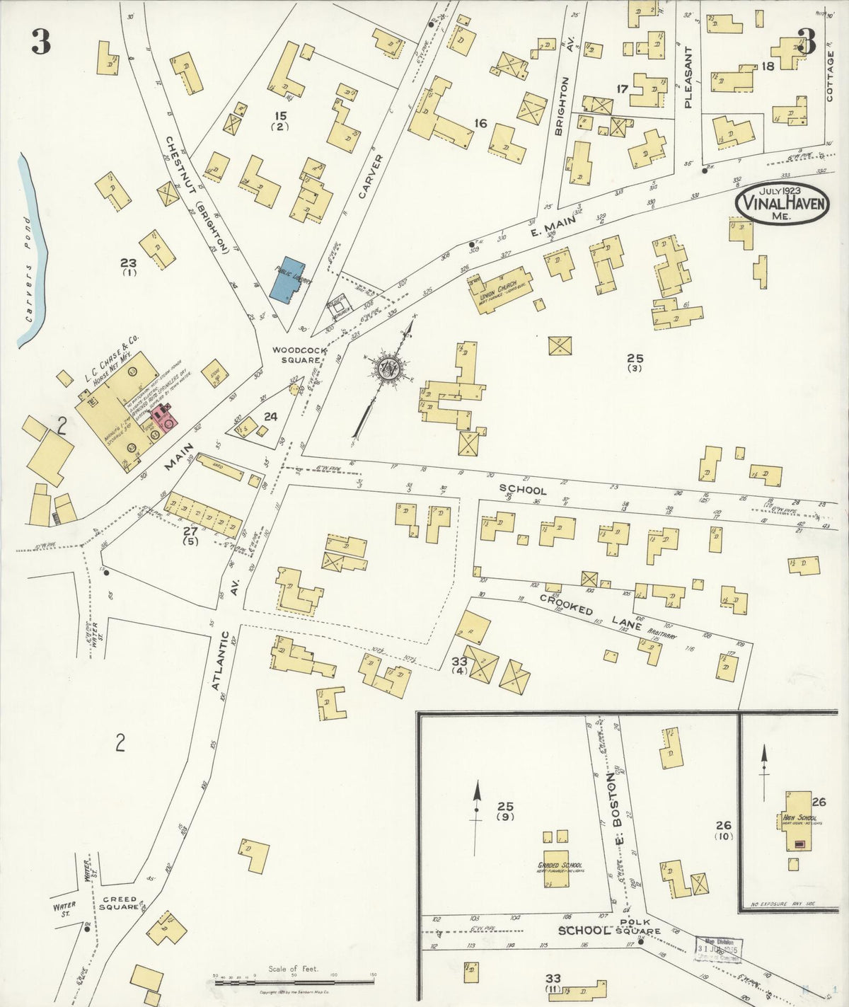 Sanborn Fire Insurance Map from Vinalhaven, Knox County, Maine (1923), Sheet #0003 - Complete Map Set gallery image, historic Sanborn map, vintage wall art, Maine Maine