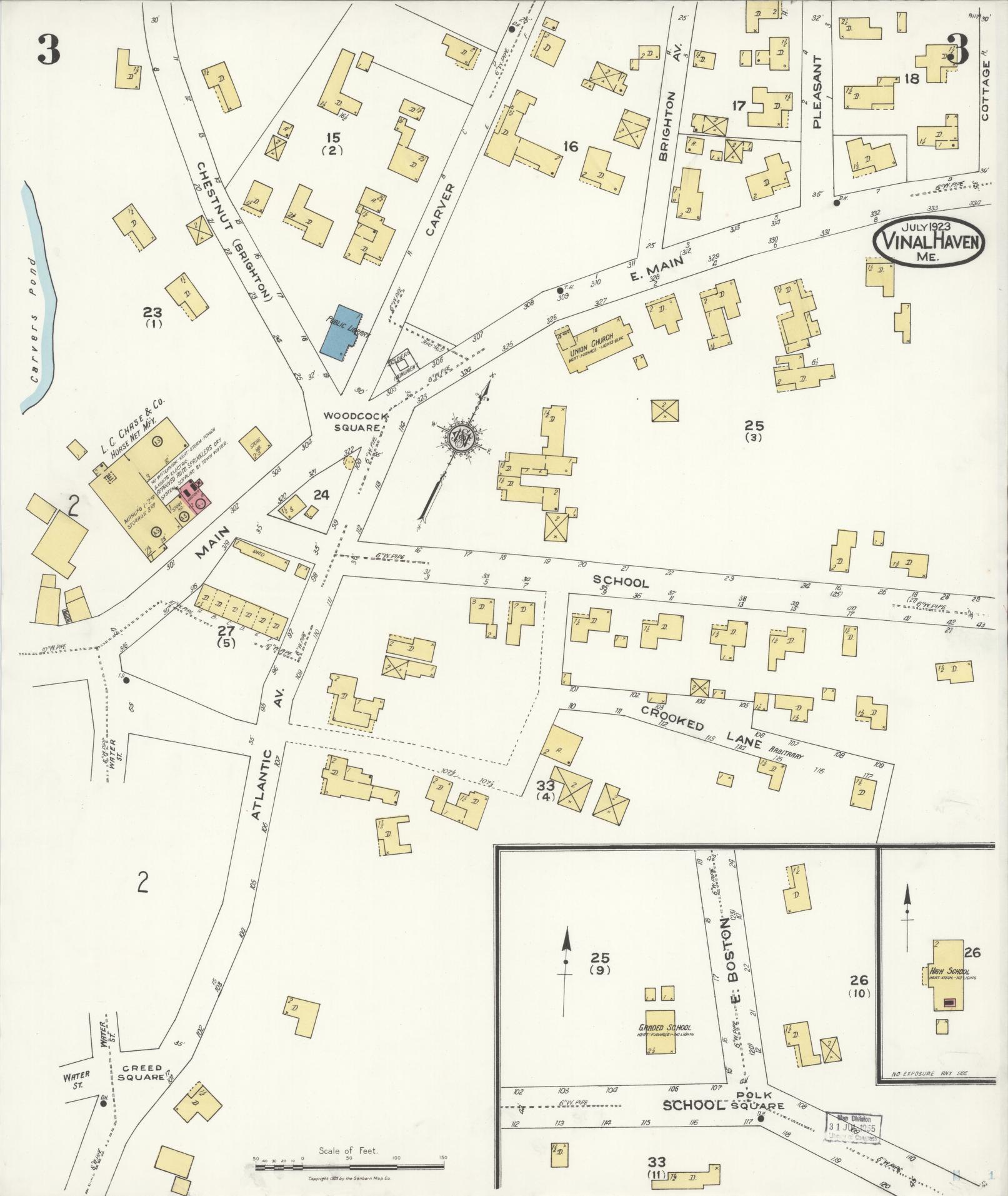 Sanborn Fire Insurance Map from Vinalhaven, Knox County, Maine (1923), Sheet #0003 - Complete Map Set gallery image, historic Sanborn map, vintage wall art, Maine Maine