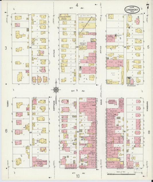 Sanborn Fire Insurance Map from Longmont, Boulder County, Colorado (1911), Sheet #0007 - Historic Sanborn Fire Insurance Map Print, vintage old map wall art, antique decor, genealogy gift, Colorado Colorado map