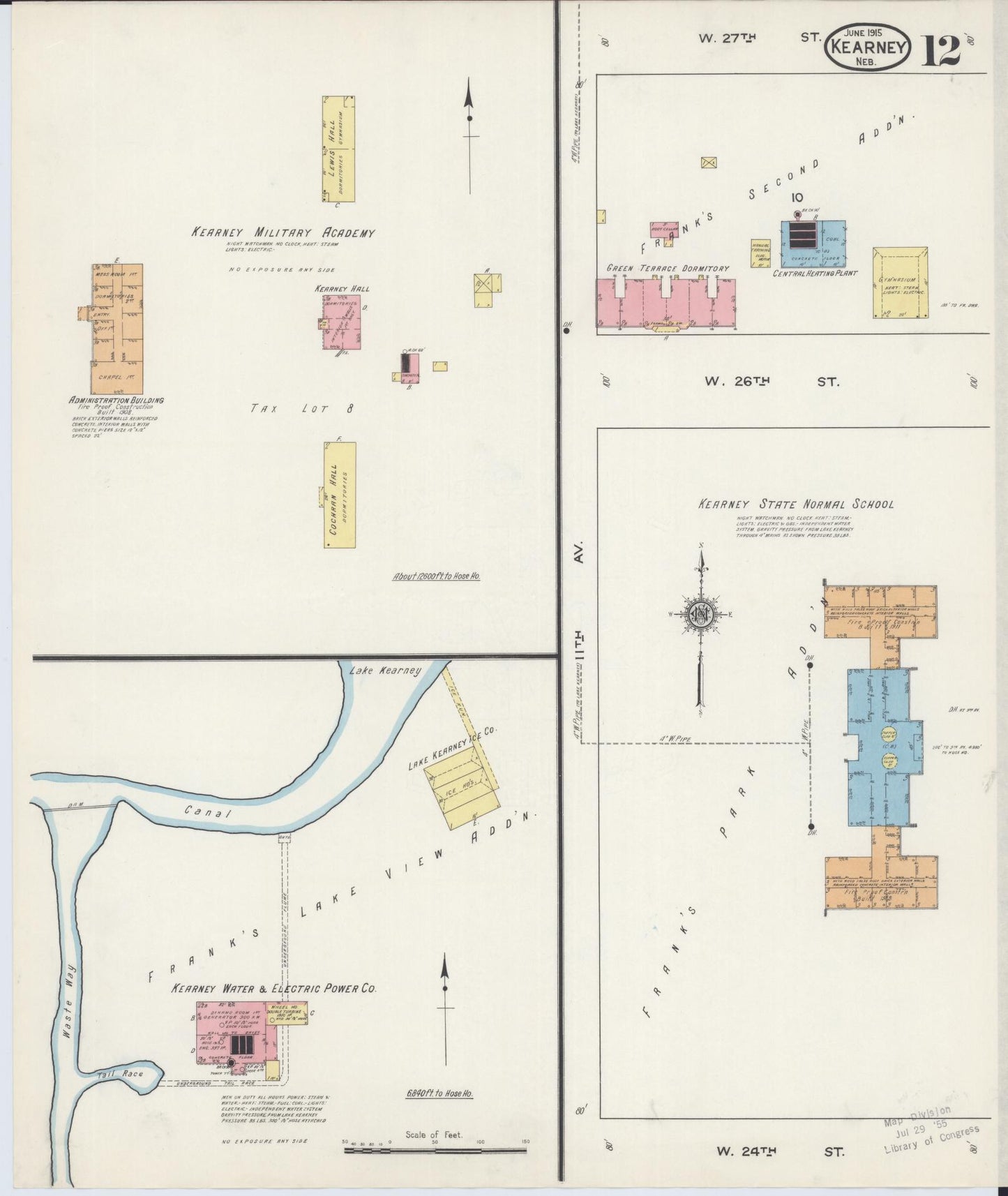Sanborn Fire Insurance Map from Kearney, Buffalo County, Nebraska (1915), Sheet #0012 - Complete Map Set gallery image, historic Sanborn map, vintage wall art, Nebraska Nebraska