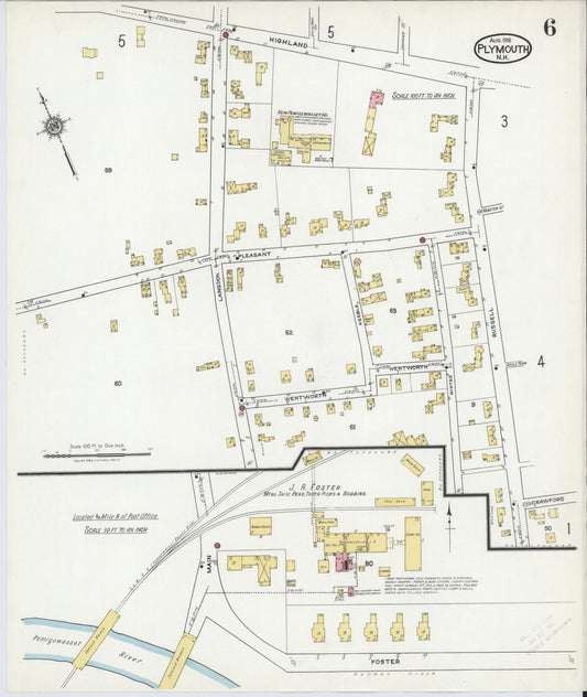 Sanborn Fire Insurance Map from Plymouth, Grafton County, New Hampshire (1918), Sheet #0006 - Historic Sanborn Fire Insurance Map Print, vintage old map wall art, antique decor, genealogy gift, New Hampshire New Hampshire map