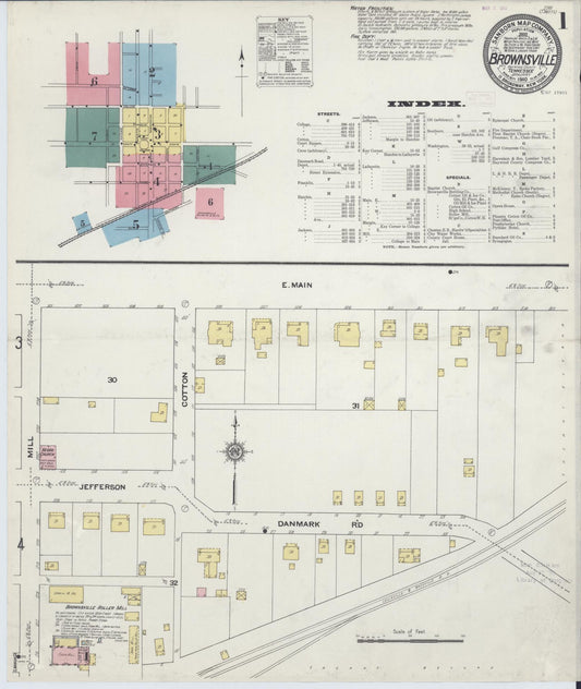 Sanborn Fire Insurance Map from Brownsville, Haywood County, Tennessee (1910), Sheet #0001 - Complete Map Set gallery image, historic Sanborn map, vintage wall art, Tennessee Tennessee