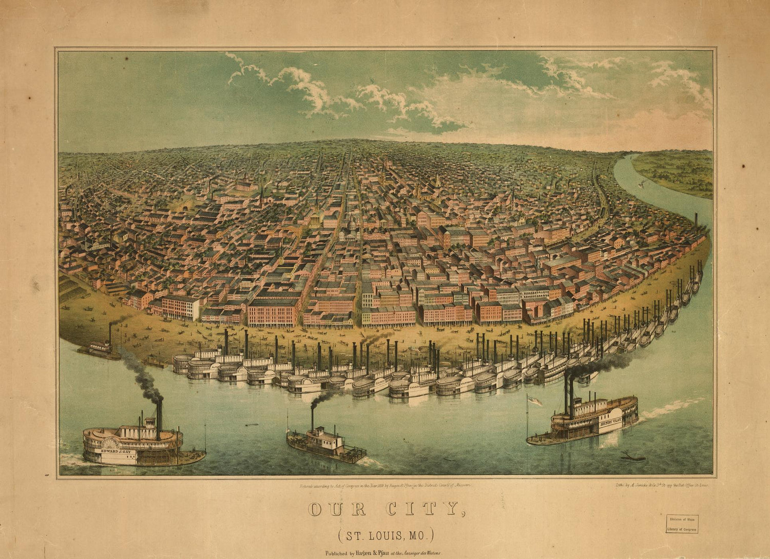 Our city, (St. Louis, Mo.) (1859) – Historic Bird’s-Eye View Panorama Print