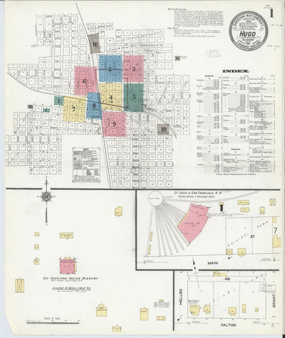 Sanborn Fire Insurance Map from Hugo, Choctaw County, Oklahoma (1911), Sheet #0001 - Complete Map Set gallery image, historic Sanborn map, vintage wall art, Oklahoma Oklahoma