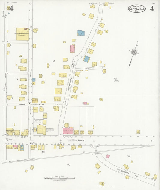 Sanborn Fire Insurance Map from Claysville, Washington County, Pennsylvania (1927), Sheet #0004 - Historic Sanborn Fire Insurance Map Print, vintage old map wall art, antique decor, genealogy gift, Pennsylvania Pennsylvania map