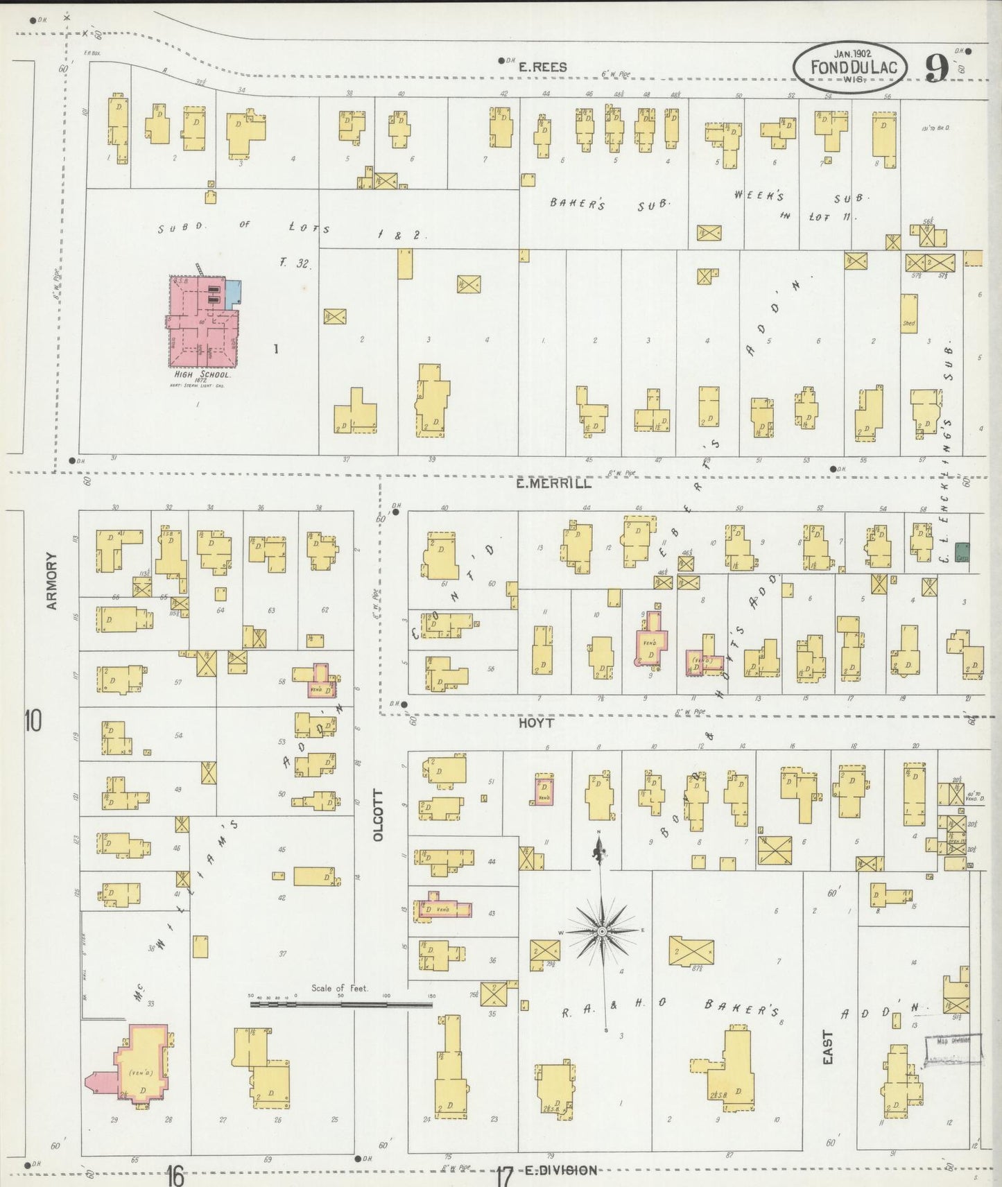 Sanborn Fire Insurance Map from Fond du Lac, Fond du Lac County, Wisconsin (1902), Sheet #0009 - Historic Sanborn Fire Insurance Map Print, vintage old map wall art, antique decor, genealogy gift, Wisconsin Wisconsin map
