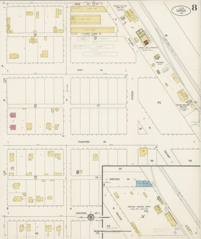 Sanborn Fire Insurance Map from Hardin, Big Horn County, Montana (1920), Sheet #0008 - Complete Map Set gallery image, historic Sanborn map, vintage wall art, Montana Montana