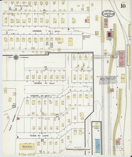 Sanborn Fire Insurance Map from Chisholm, Saint Louis County, Minnesota (1921), Sheet #0010 - Historic Sanborn Fire Insurance Map Print, vintage old map wall art, antique decor, genealogy gift, Minnesota Minnesota map
