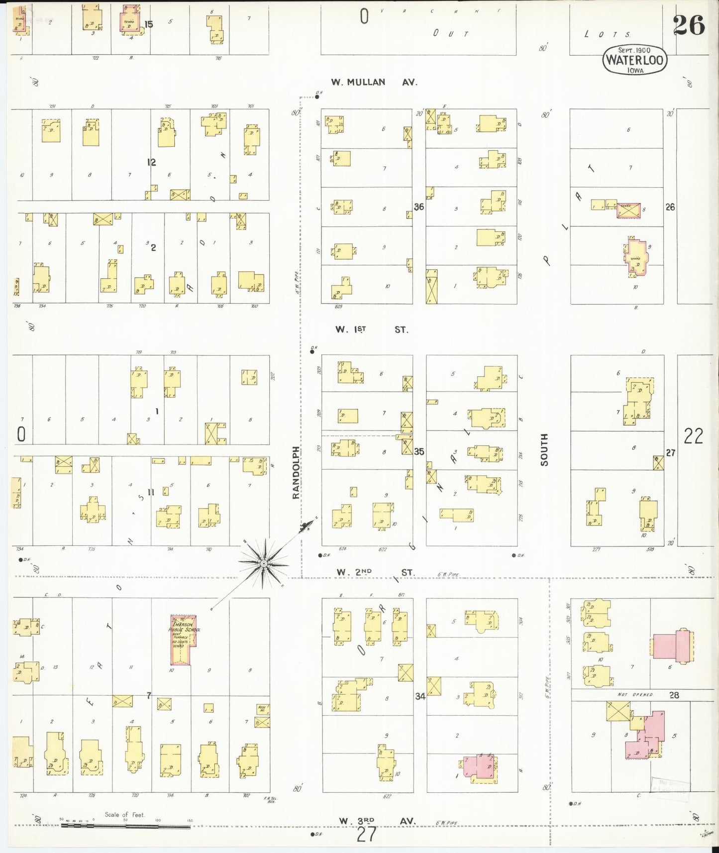 Sanborn Fire Insurance Map from Waterloo, Black Hawk County, Iowa (1900), Sheet #0026 - Historic Sanborn Fire Insurance Map Print