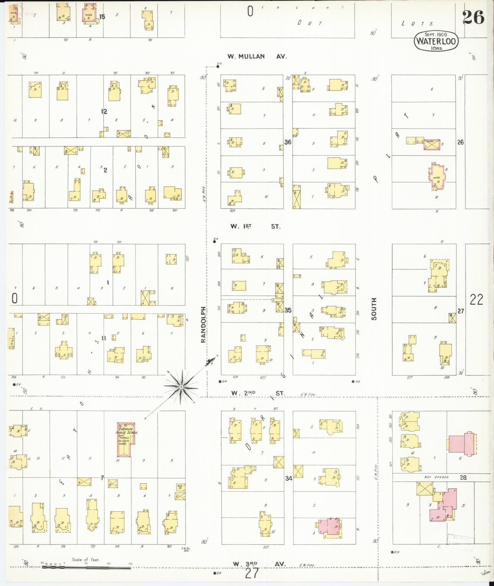 Sanborn Fire Insurance Map from Waterloo, Black Hawk County, Iowa (1900), Sheet #0026 - Historic Sanborn Fire Insurance Map Print