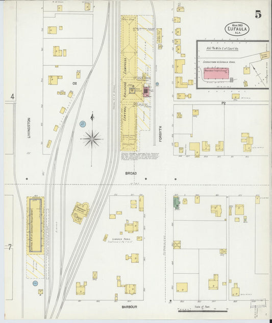 Sanborn Fire Insurance Map from Eufaula, Barbour County, Alabama (1903), Sheet #0005 - Historic Sanborn Fire Insurance Map Print, vintage old map wall art, antique decor, genealogy gift, Alabama Alabama map