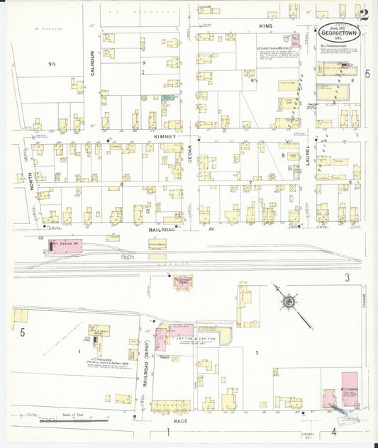 Sanborn Fire Insurance Map from Georgetown, Sussex County, Delaware (1910), Sheet #0002 - Historic Sanborn Fire Insurance Map Print, vintage old map wall art, antique decor, genealogy gift, Delaware Delaware map