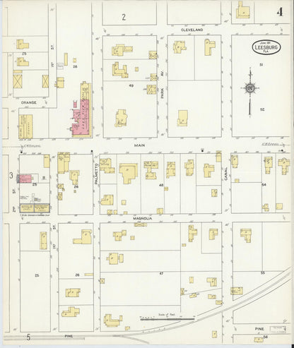 Sanborn Fire Insurance Map from Leesburg, Lake County, Florida (1911), Sheet #0004 - Historic Sanborn Fire Insurance Map Print, vintage old map wall art, antique decor, genealogy gift, Florida Florida map