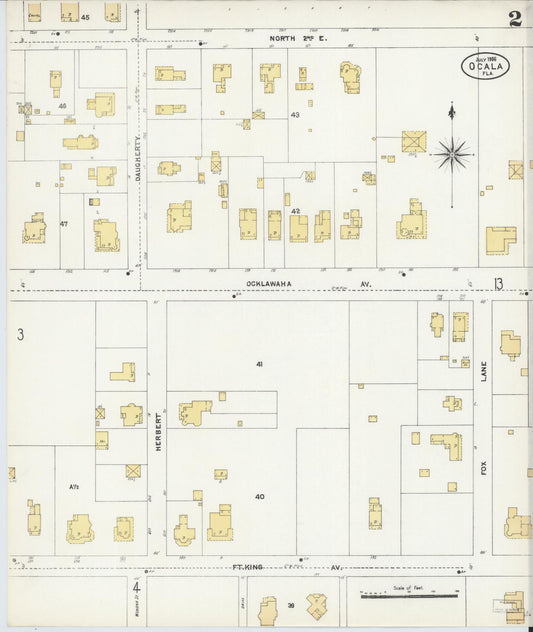 Sanborn Fire Insurance Map from Ocala, Marion County, Florida (1906), Sheet #0002 - Historic Sanborn Fire Insurance Map Print, vintage old map wall art, antique decor, genealogy gift, Florida Florida map