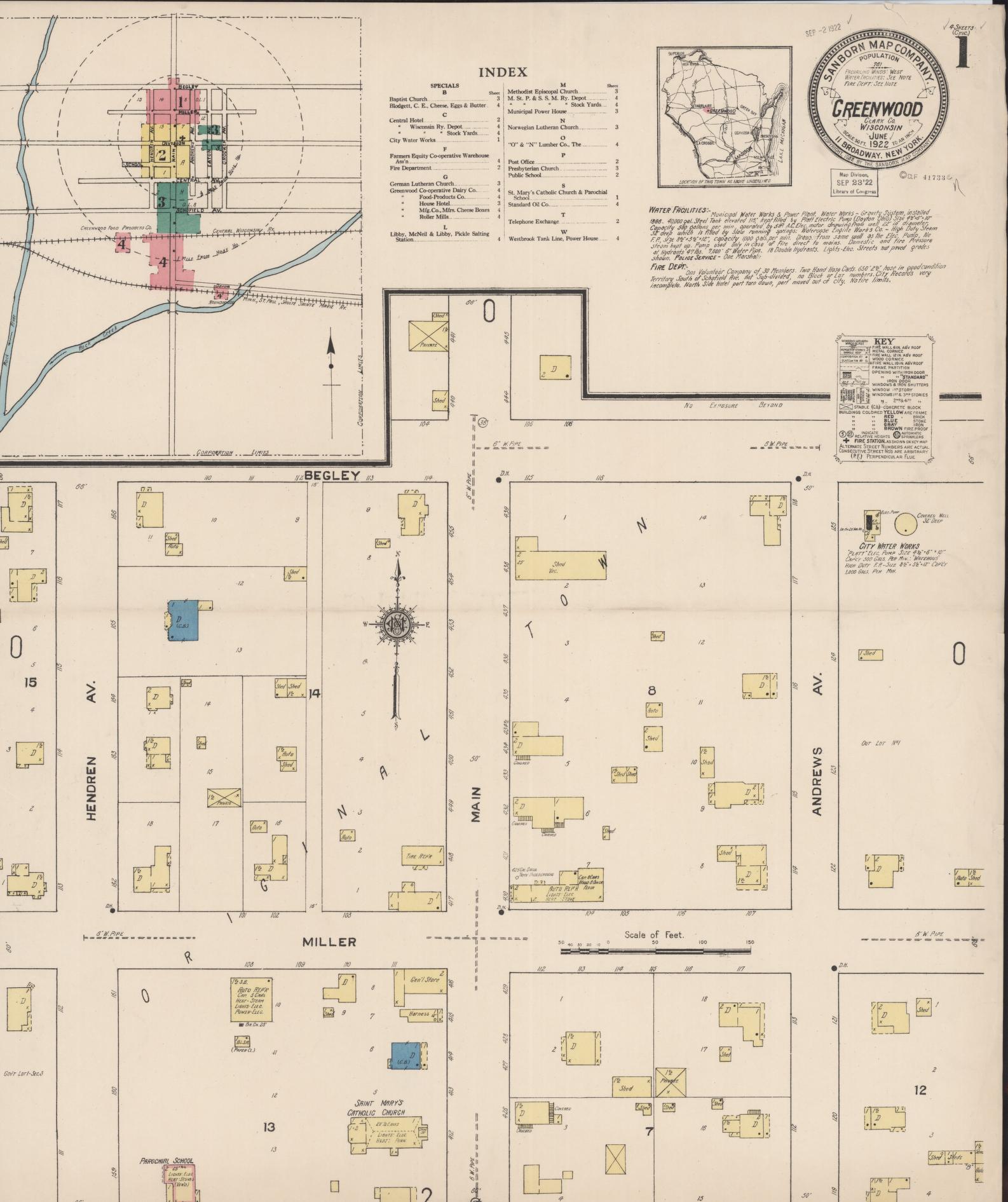 Greenwood, Clark County, Wisconsin (1922) – Sanborn Fire Insurance Map – Map View
