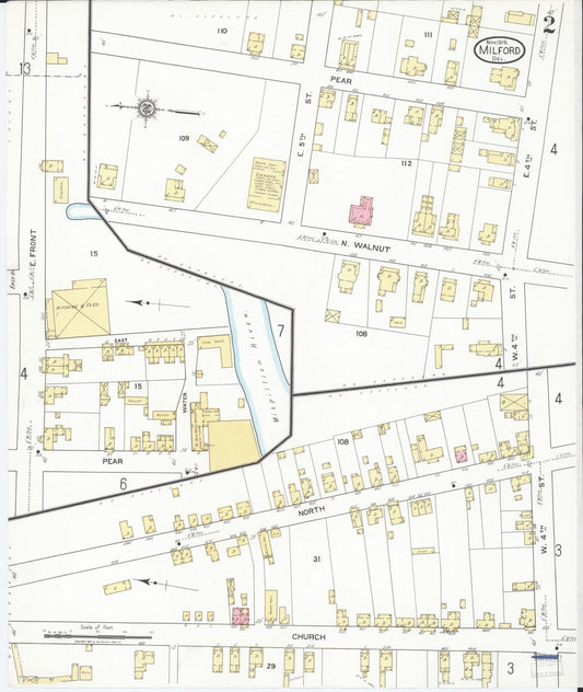 Sanborn Fire Insurance Map from Milford, Kent And Sussex Counties, Delaware (1919), Sheet #0002 - Historic Sanborn Fire Insurance Map Print, vintage old map wall art, antique decor, genealogy gift, Delaware Delaware map