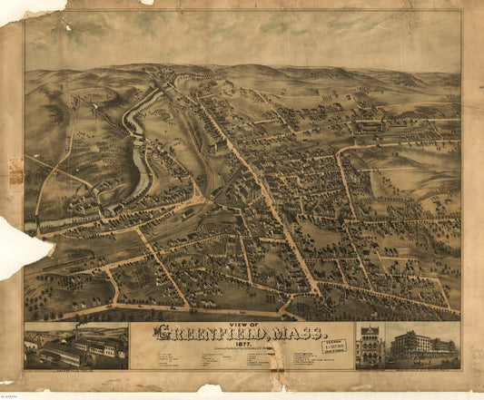 View of Greenfield, Mass. (1877) – Historic Bird’s-Eye View Panorama Print