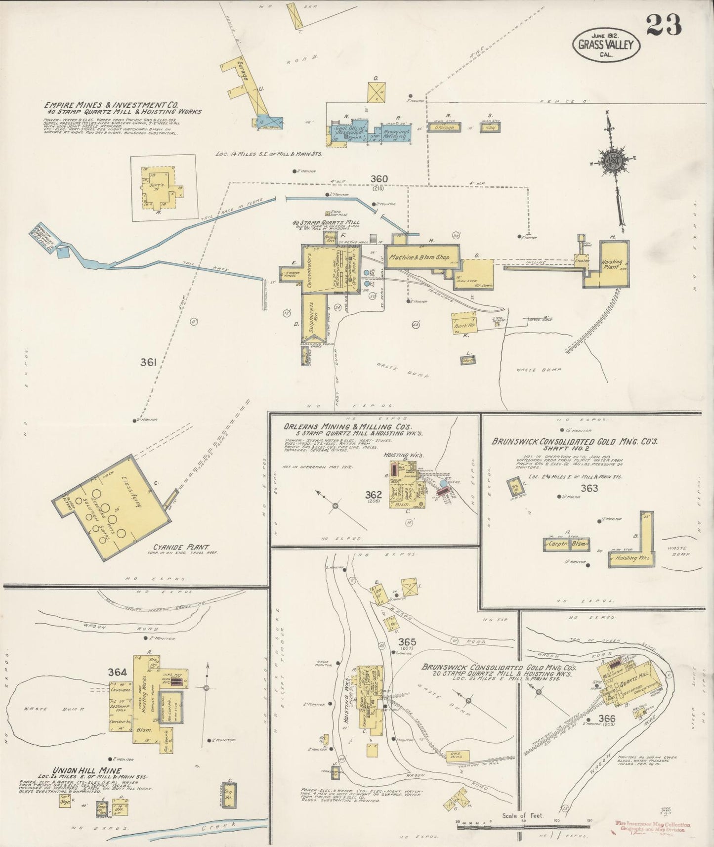 Sanborn Fire Insurance Map from Grass Valley, Nevada County, California (1912), Sheet #0023 - Complete Map Set gallery image, historic Sanborn map, vintage wall art, California California
