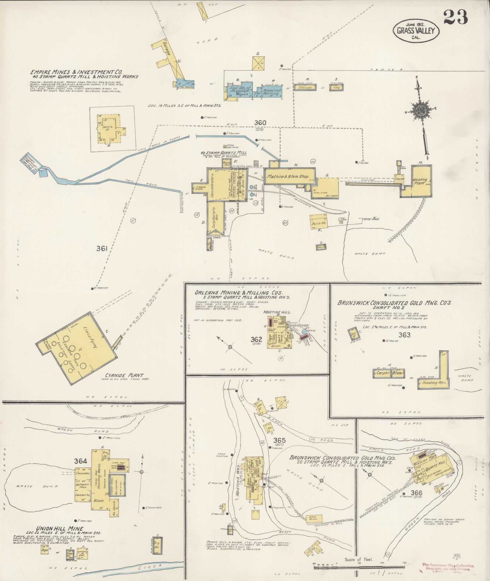 Sanborn Fire Insurance Map from Grass Valley, Nevada County, California (1912), Sheet #0023 - Complete Map Set gallery image, historic Sanborn map, vintage wall art, California California